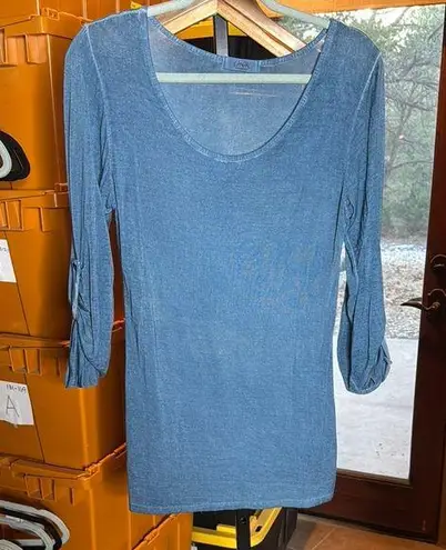 Scandal Made In Italy Blue Long Sleeve to 3/4 Sleeve Tunic Dress Teal Size Small