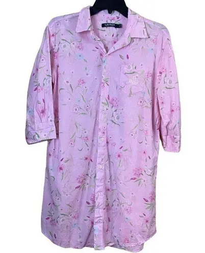 Ralph Lauren Lauren  Floral Pink Sleep Shirt Size Small