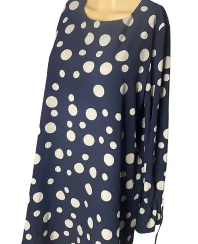 Nygard Polka Dot Bell Sleeve Shift
Dress Navy Blue White Size S