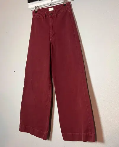 Gorman Wide Leg Pants Dark Red Burgundy High Rise Crop Ankle AU 6 US Size 2