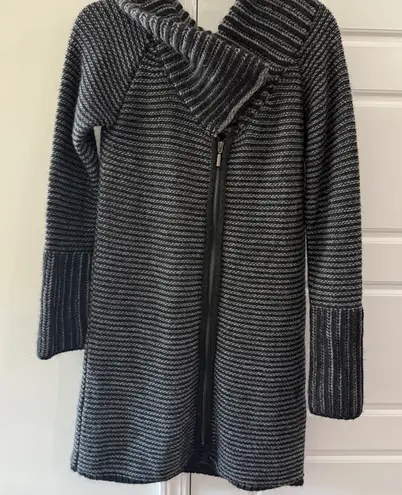 Elisabetta Chunky Knit Women's Sweater Coat Dress Shacket Sz Small Layer Cozy Black