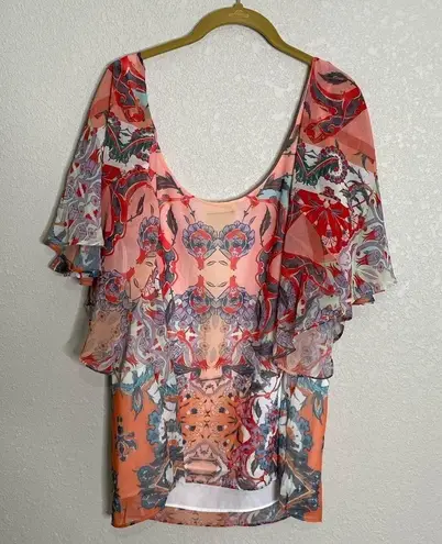 City Chic  Beaded Neckline Paisley Blouse XS/14