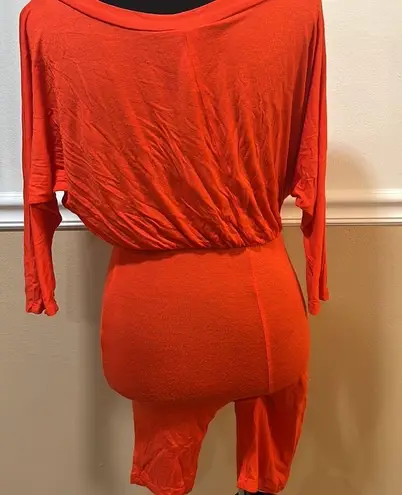 Fashion love orange one piece jumper. Size small spandex material