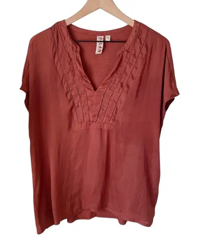Anthropologie Rust Red Dolan Blouse Flowy Soft Casual V Neck Tee Size‎ XS - Image 1