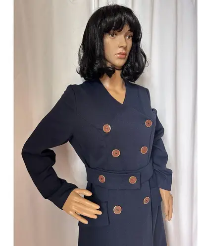 Vintage OOAK Navy coat dress double