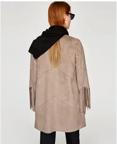 ZARA New! Viral Boho Fringe Coat