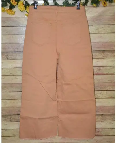 Mud Pie NWT Women's Crawford Wide Leg Jeans Raw Hem Ladies L Brown High Rise - Image 5