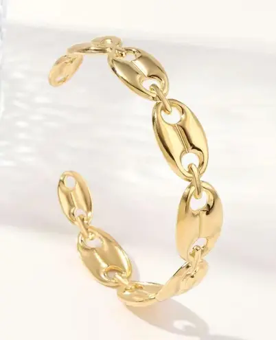 Coffee Beans Adjustable Bangle 18K Gold Plated
