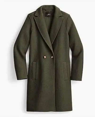 J.Crew  Daphne Wool Coat Italian Double Breasted Green Women's 8 Long Collar