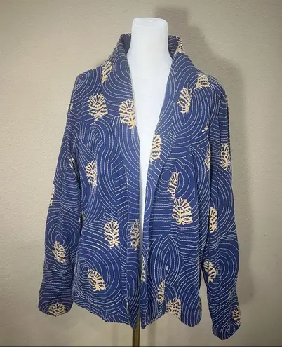 Rara Avis By Iris Apfel Blue Jacket All Over Embroidery Sashiko Wearable Art XL