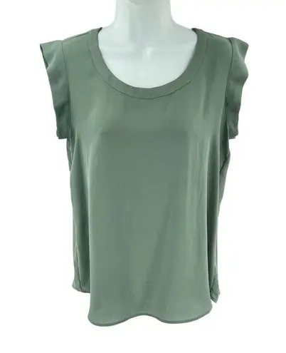 Pleione  Bailey double pleat green seafoam sleeveless blouse shirt top small EUC