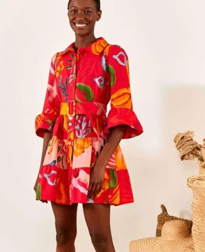 Farm Rio Mixed Fruits Ocean Mini Dress S