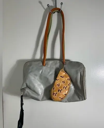 Carol Hearty vintage one if a kind, gray, genuine leather art bag, handbag Gray