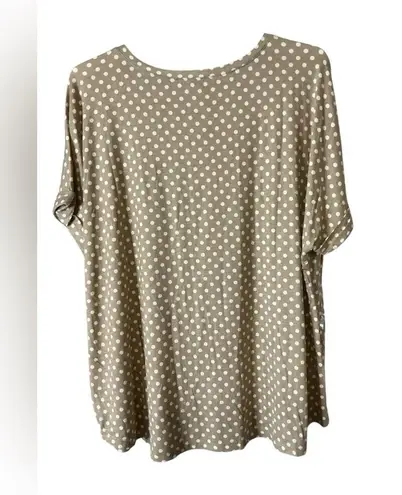 Cream and Tan Relaxed Boxy Short Sleeve Tee Size 2X