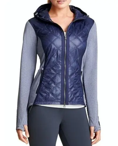 Athleta  Aries quilted hooded thumbholes zip up weatherproof blue gray NEW size M