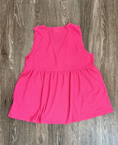 Zig Zag NWOT  Stripe Magenta Pink Waffle Knit Sleeveless Top sz 2XL