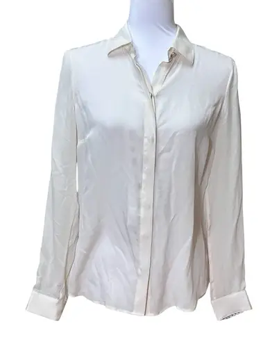 Robert Graham NWT 100% Silk Ivory Long Sleeve Button Down Shirt Blouse XS Lexi