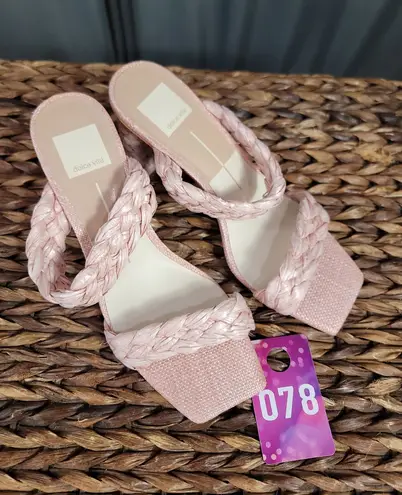 Dolce Vita Paily Women 8 Pink Raffia Braided Straps Party Preppy Strappy Sandals