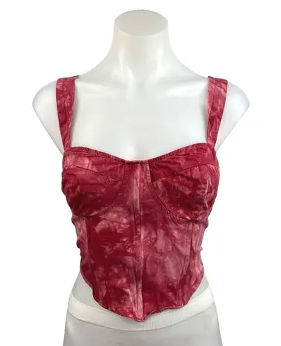 Pretty Little Thing Red Tie-Dye Corset Bustier Top