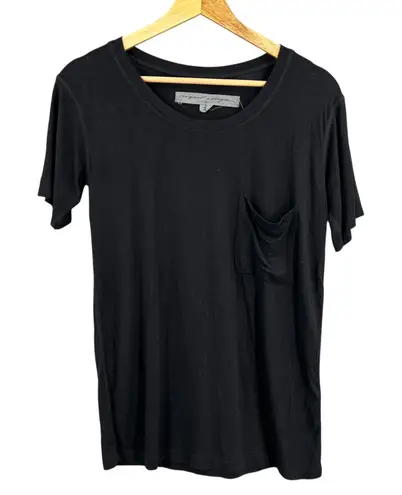 Raquel Allegra Black Short Sleeve Crew Neck Pocket T Shirt Oversized Size 0 / XS