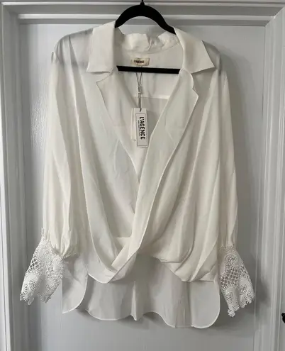 L'Agence L’AGENCE Joah Silk Blouse in Ivory Size XL