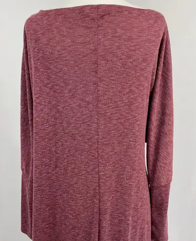 Caslon New Soft Knit Long Sleeve Side Tie Midi Dress Red Heather Size Medium