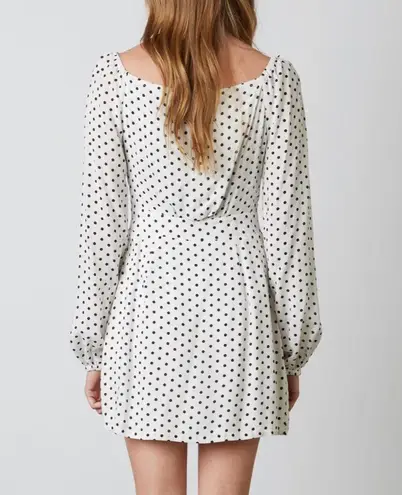 Cotton Candy LA Polka Dot Tie Front Mini Dress In White - S