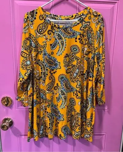 Jessica London Gold 3/4 Sleeve Graphic Tunic