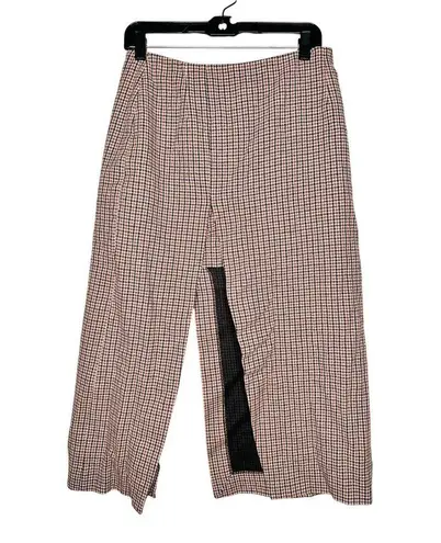 Maje Jaisa Brown Plaid Wool Blend Front Back Slit Edgy Pencil Skirt Size US 8 - Image 6