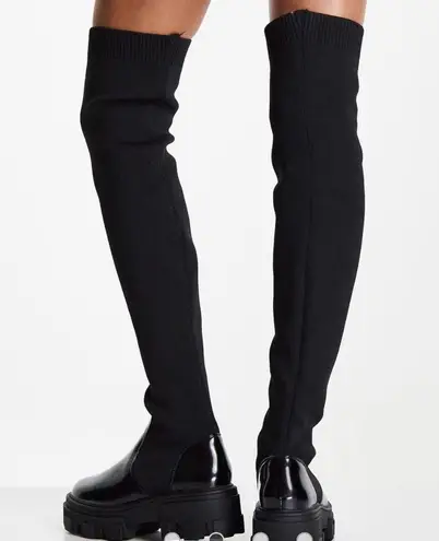 ASOS petite Kimmy chunky over knee boots Black Size undefined