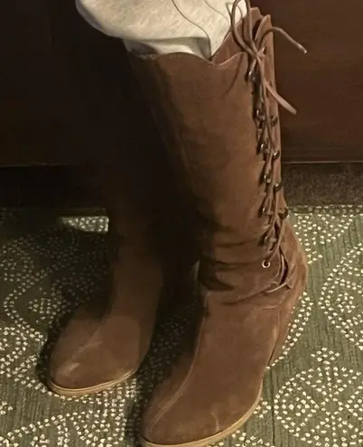 sbicca RARE lace up/ zipper boho suede boots sz 9