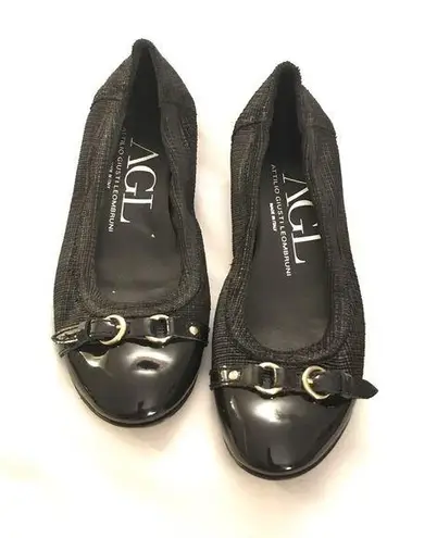 AGL Attilio Giusti Leombruni Cap Toe Ballet Flat Black Size 7.5