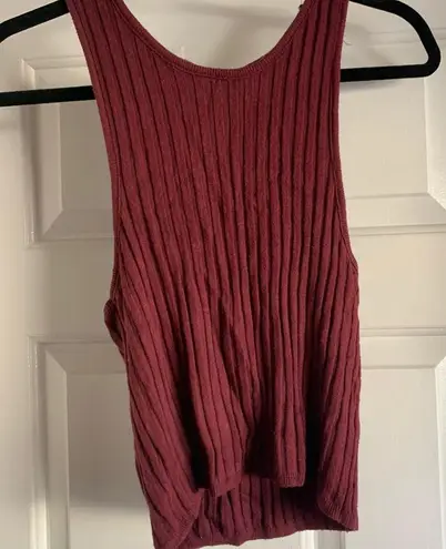 Full Tilt Ribbed Knit Maroon Tank Top