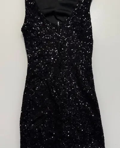 Crystal Doll XS Black Sequin Body Con Mini Dress
