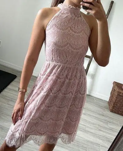 Reserved YFL Lace Midi Pink and White Boho Dress / Size S