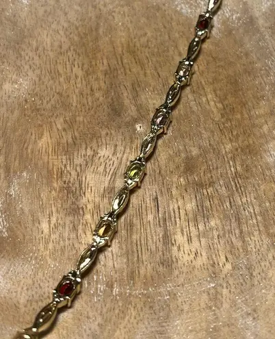 Macy's NWT Multi Genuine Gemstone & Diamond 18KT Gold Over Sterling Silver Bracelet