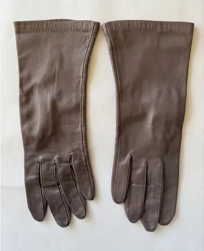 Vintage VTG Lord & Taylor Brown Taupe Silk Lined Leather Gloves Womens 7.5