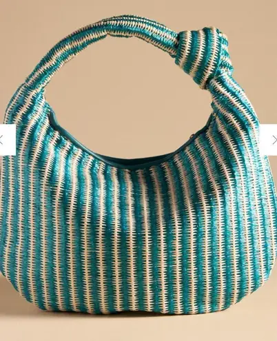 Melie Bianco Anthropologie The Brigitte Satchel by Raffia Edition turquoise NEW