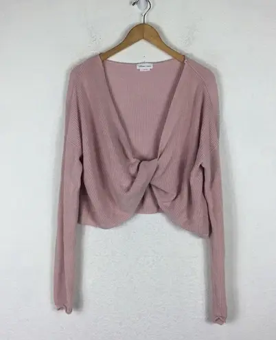 Lovers + Friends  Spring Twist Sweater Dusty Rose Plunge Front Womens Small