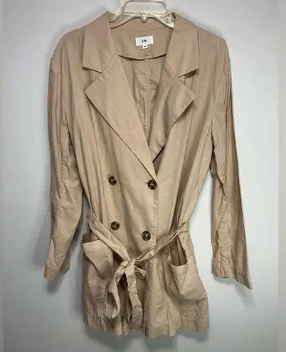 LPA Revolve Linen Blend Lightweight Double Breasted Peacoat Jacket Small M