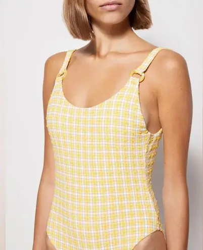 Jonathan Simkhai Rosabel Seersucker One Piece Swimsuit, Daffodil Size L NWT $275 Yellow Size L - Image 5