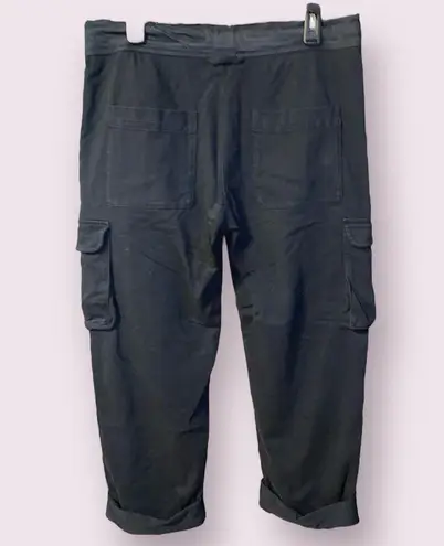 James Perse Cargo Pants w/ Drawstring Waist & Rolled Cuffs in Black - si…