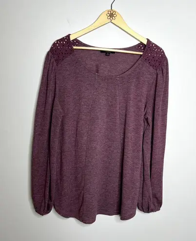 Suzanne Betro Purple Lace Shoulder Sweater