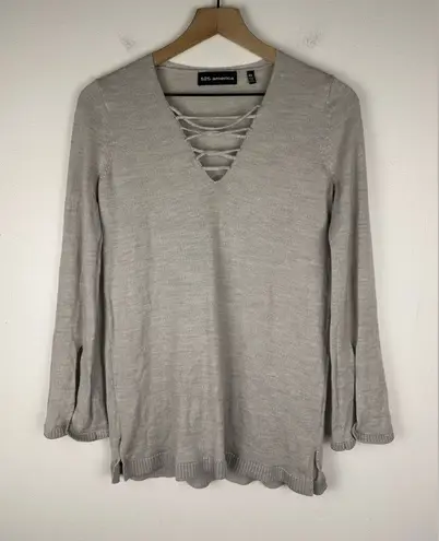 525 America Merino Wool Flare Sleeve V-neck Sweater Women’s Sz XS