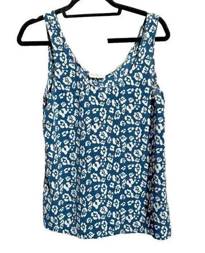 Equipment Femme 100% Silk Blue Tank Leopard Print Cami Camisole Blouse Top Small