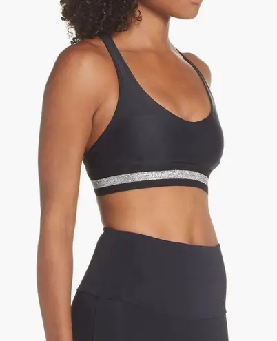 Onzie Y-Back Sports Bra in Black Silver Size Large