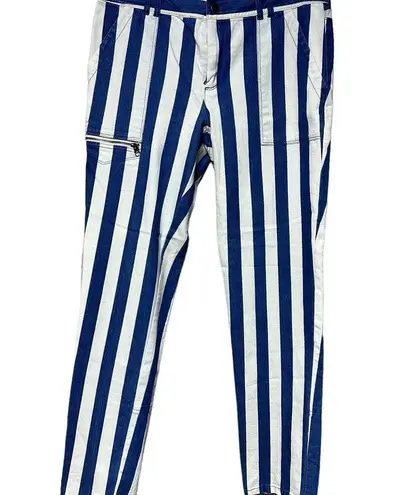 Y2K vibe Stripe Blue White Ankle Zip Denim Insanely Posh by Q