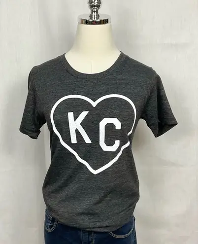 Charlie Hustle KC Heart Tee Shirt Dark Grey Kansas City Slim Fit T-Shirt Sz XS