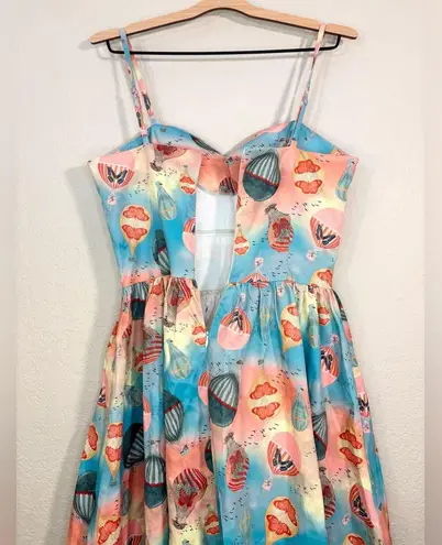 Voodoo Vixen Vintage 50s Inspired Butterfly Hot air Balloon Print Dress Size M Pink Size M