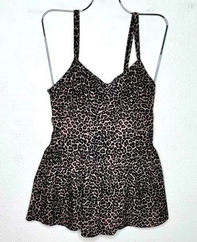 Newport News Vintage Sun Streak by  Leopard Print Swim Dress Skirted Swimsuit